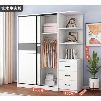 Modern Minimalist Wardrobe Home Bedroom Sliding Door Locker Large Capacity Solid Wood