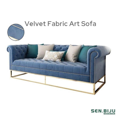 SENBIJU 🔥ready Stock🔥living Room Single Double Three-person Pull-down Velvet Fabric Art Sofa