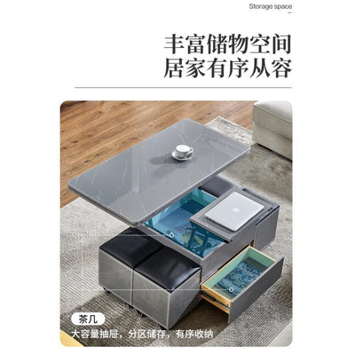 PYHH Lifting Coffee Table Modern Small Apartment Telescopic Storage Coffee Table Multifunctional