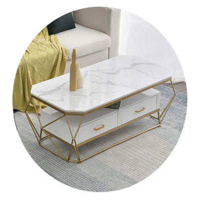 Tea Table Nordic Small Family-sized Marble Coffee Table Modern Simple Living Room Rectangular Coffee