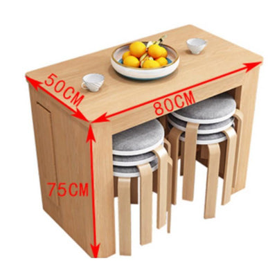 SENBIJU Dinning Table With Telescopic Folding Chair Wooden Multi-functional Household Small