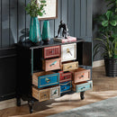 American Style Solid Wood Chest, Garden Painting Living Room Drawer Storage Side Cabinet, Porch