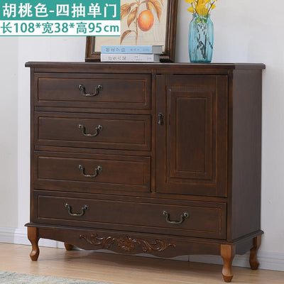 (MUWU) Solid Wood Simple Modern Storage Cabinet Drawer Living Room Locker Bedroom American Chest of