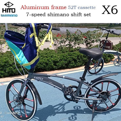 Hito Foldable Bike X6 20/22 Inch Foldable Bicycle Shimano 7-speed Variable Speed Bicycle Ultra-light