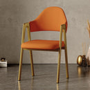 APOLLO Simple Nordic Dining Chair With Golden Legs,Upholstered Dinning Chair With Armrest, Home