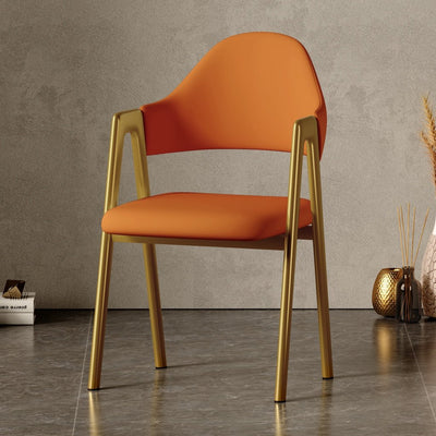 APOLLO Simple Nordic Dining Chair With Golden Legs,Upholstered Dinning Chair With Armrest, Home