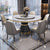 APOLLO Natural Marble Dining Table With Turntable Simple Slate Round Table Dining Table And Chair