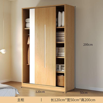 Zxd Integrated Wardrobe Sliding Door Household Bedroom Modern Simple Locker Solid Wood Storage