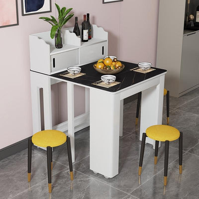 Rock Slab Folding Dining Table Retractable Ultra-thin Shrink Table Small Apartment Household Solid