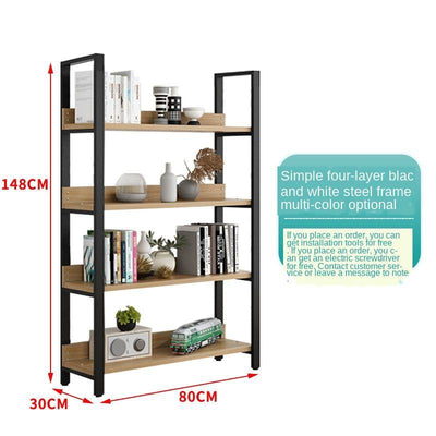 Steel And Wood Bookshelf Iron Shelf Floor Multi-storey Living Room Storage Shelf Display Shelf