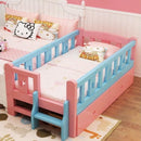 ✨ Ready Stock ✨Solid Wood Children's With Guardrail Princess Powder Color Lacquer Tatami Kids