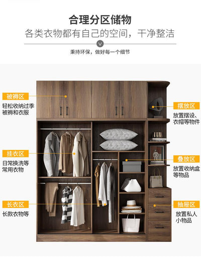 Solid 2021 with Wood Wardrobe Sliding Door Modern Simple Rental House Small Coat Cabinet Family