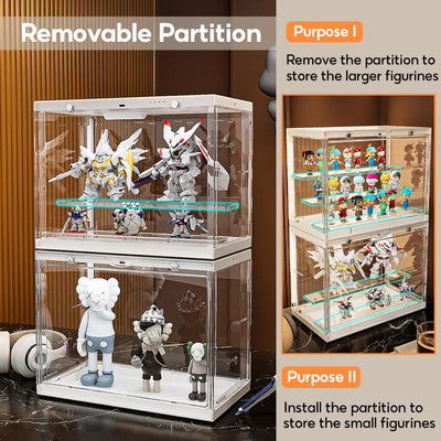 LED Light Acrylic Display Box Popmart Blind Box Display Box Figurine Display Case Magnetic Closure