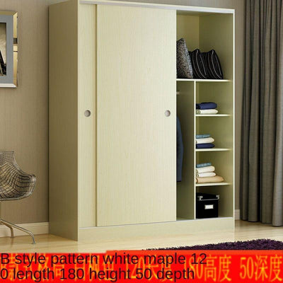 Wardrobe Sliding Door Simple Modern Economy Self-assembly Board 2 Door Large Wardrobe Real Wooden