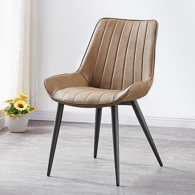 DF Upgrade Dining Chair With Gold Legs Waterproof Leather Nordic Chair Home Back Stool