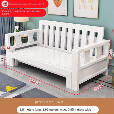 Solid Wood Sofa Bed Multifunctional Sofa Bed Simple Retractable Bed