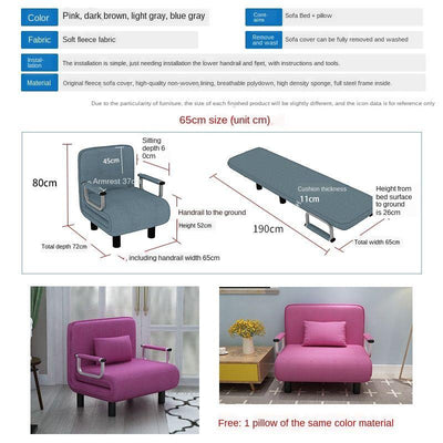 Folding Sofa Bed Dual-use Single Simple Family Double Nap Theme Portable Lazy Lounge Ruse Lunch