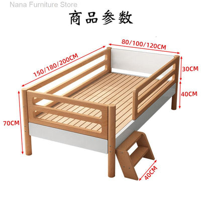 Baby Bed Widened Bedside Solid Wood Children's Crib Stitching Big Bed Children's Single Bed