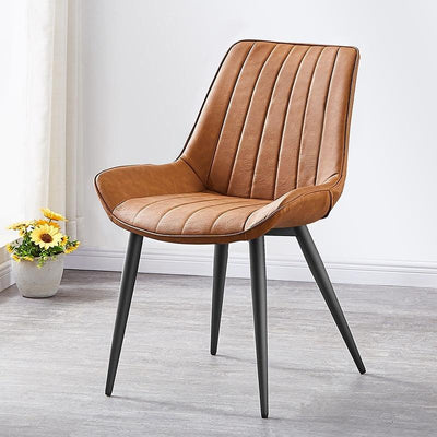 DF Upgrade Dining Chair With Gold Legs Waterproof Leather Nordic Chair Home Back Stool