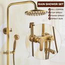 RUNZE All Copper Rain Shower Set European Retro Bathroom Shower Full Set With Shower Head