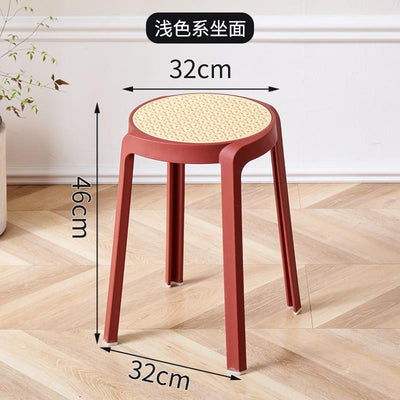 【Buy 3 Get 1 Free】Stackable Plastic Stool Minimalist Rattan Stool Living Room Thickened Round Stool