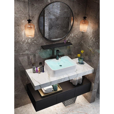 Nordic Double-decker Iron Bathroom Cabinet Modern Marble Washbasin Cabinet Combination Bathroom