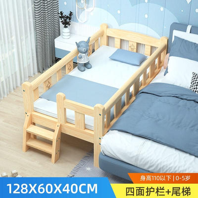 Solid Wood Baby Bed Baby Cot Boy Single Bed Girl Princess Bedside Bed Widened Small Bed With Rails