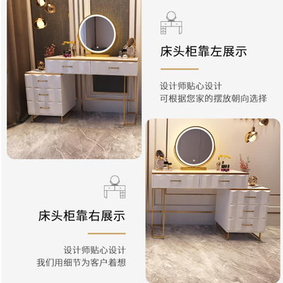 Nordic Dressing Table Luxury Storage Computer Desk with Led Light Mirror Bedroom Dressing Table