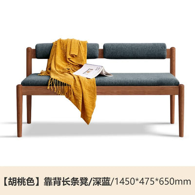 Genji Wood Language Wood Solid Bench Simple Oak Dining Stool Soft Bag Bench Northern European