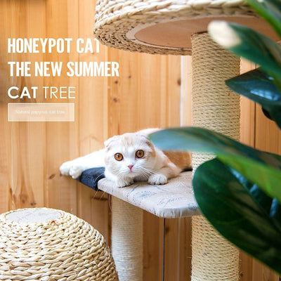 Large Honeypot Nest Tree Integrated Climbing Catgrass Rack Cat Toy Sf