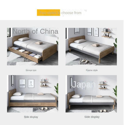 Single Bed Storage Bed 1.2m/1.5m Small Apartment Simple Modern Economic Storage Nordic Wind Bed