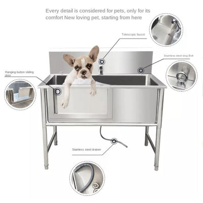 Byto Stainless Steel Pet Bathtub Large Dog Bath Thickened Pet Store Bath Basin