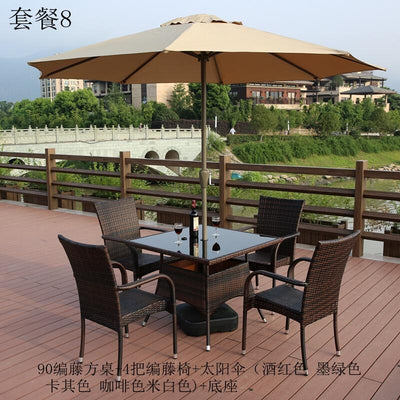 Baojing outdoor tables and chairs with umbrella courtyard leisure furniture garden iron balcony