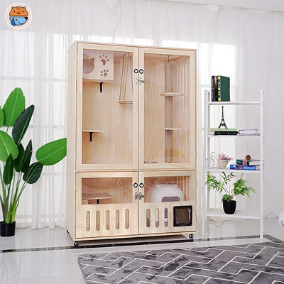 Wood Four Solid Seasons Universal Closed Luxury Apartment House Household Cat Cabinet