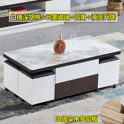 Lifting Modern Simple Small Family Folding Retractable Storage Pyrophyllite Coffee Table Dual