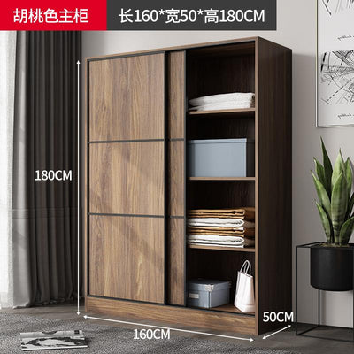 Solid 2021 with Wood Wardrobe Sliding Door Modern Simple Rental House Small Coat Cabinet Family