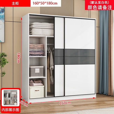 Sliding Door Wardrobe Household Simple Bedroom Wardrobe Modern Rental Room Storage Cabinet-042.sg