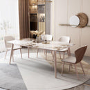 Luxurious Light Rock Plate Table Chair Set Modern Rectangular Dining Table