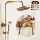 RUNZE All Copper Rain Shower Set European Retro Bathroom Shower Full Set With Shower Head