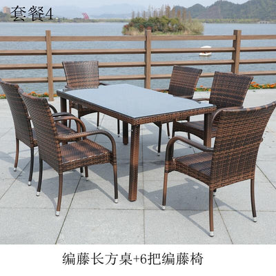 Baojing outdoor tables and chairs with umbrella courtyard leisure furniture garden iron balcony