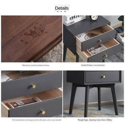 SHANJIE Shang Goods Table Simple Modern Solid Wood Fashion Two Draw Nordic Bedside Bedroom Small