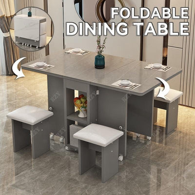 2022 Dining Table Set Marble Foldable Dining Table Movable Small House Multifunctional Combined