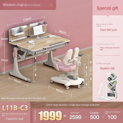 🔥 Hot Sale 🔥 Flange Barbie Hao Xue Tong Children Study Pupils Desk Solid Wood Writing Table and