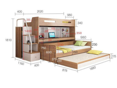 ARTISAM Multifunctional Children's Bed Bunk Bed with Desk Double Bed