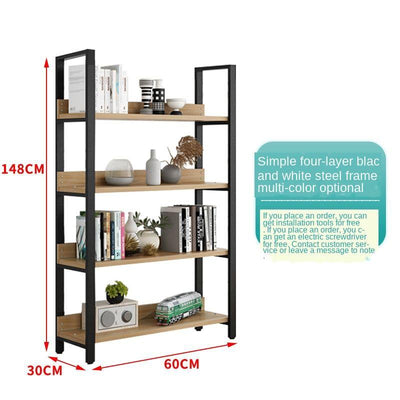 Steel And Wood Bookshelf Iron Shelf Floor Multi-storey Living Room Storage Shelf Display Shelf