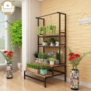 Terrace Ladder Solid Wood Carbide Iron Multi-layer Stand Multi-meat Hanging Spider's Floor Outdoor