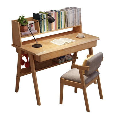 Nordic solid wood desks, study desks and bookshelves in one combination