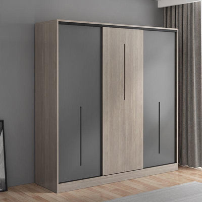 Wardrobe solid wood modern simple household bedroom sliding door integral cabinet economical storage