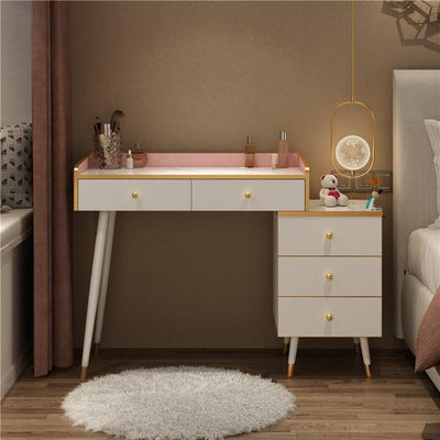 Nordic Dressing Table With Mirror Light Luxury Style Make Up Table Bedroom Storage Cabinet