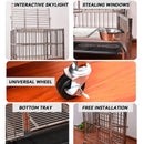 YIPET Ready Stock Dog cage thick stainless steel super large residential foldable movable pet cage